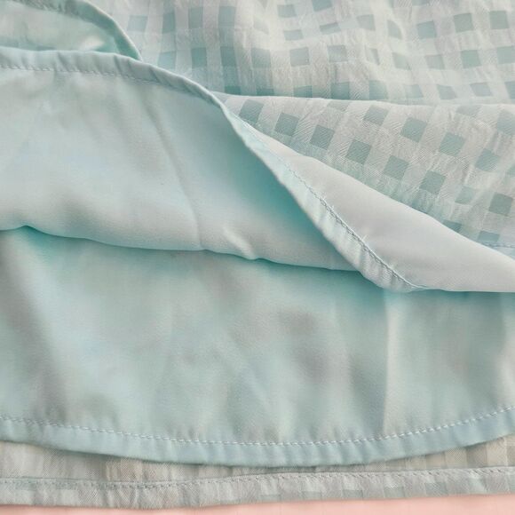 Biltmore Nightgown Womens Medium Aqua Checks Neckline w/ Net Flowers Lined - Picture 6 of 12